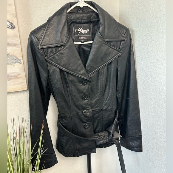 Wilson Maxima Genuine Leather Black Coat Size M - Picture 5 of 6